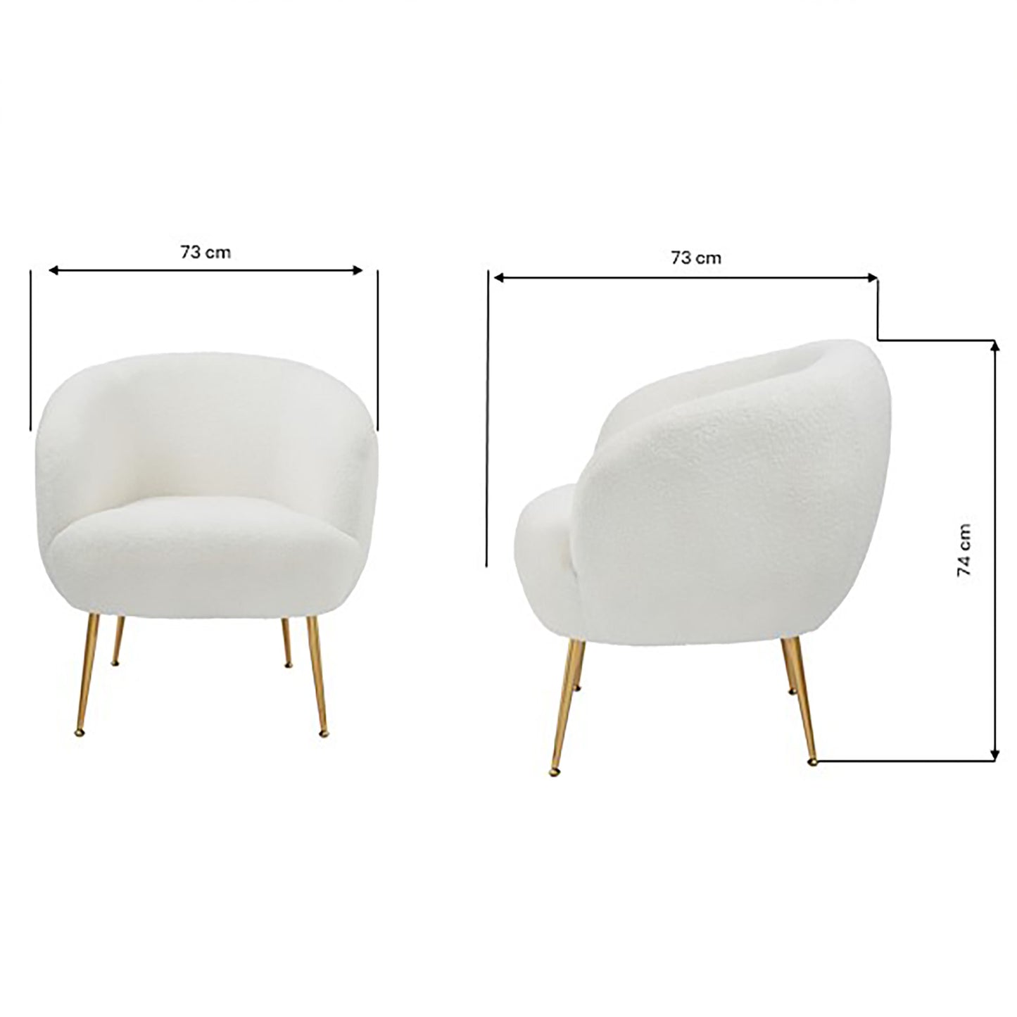 GFW Ada Teddy Accent Chair - Cream Dimensions