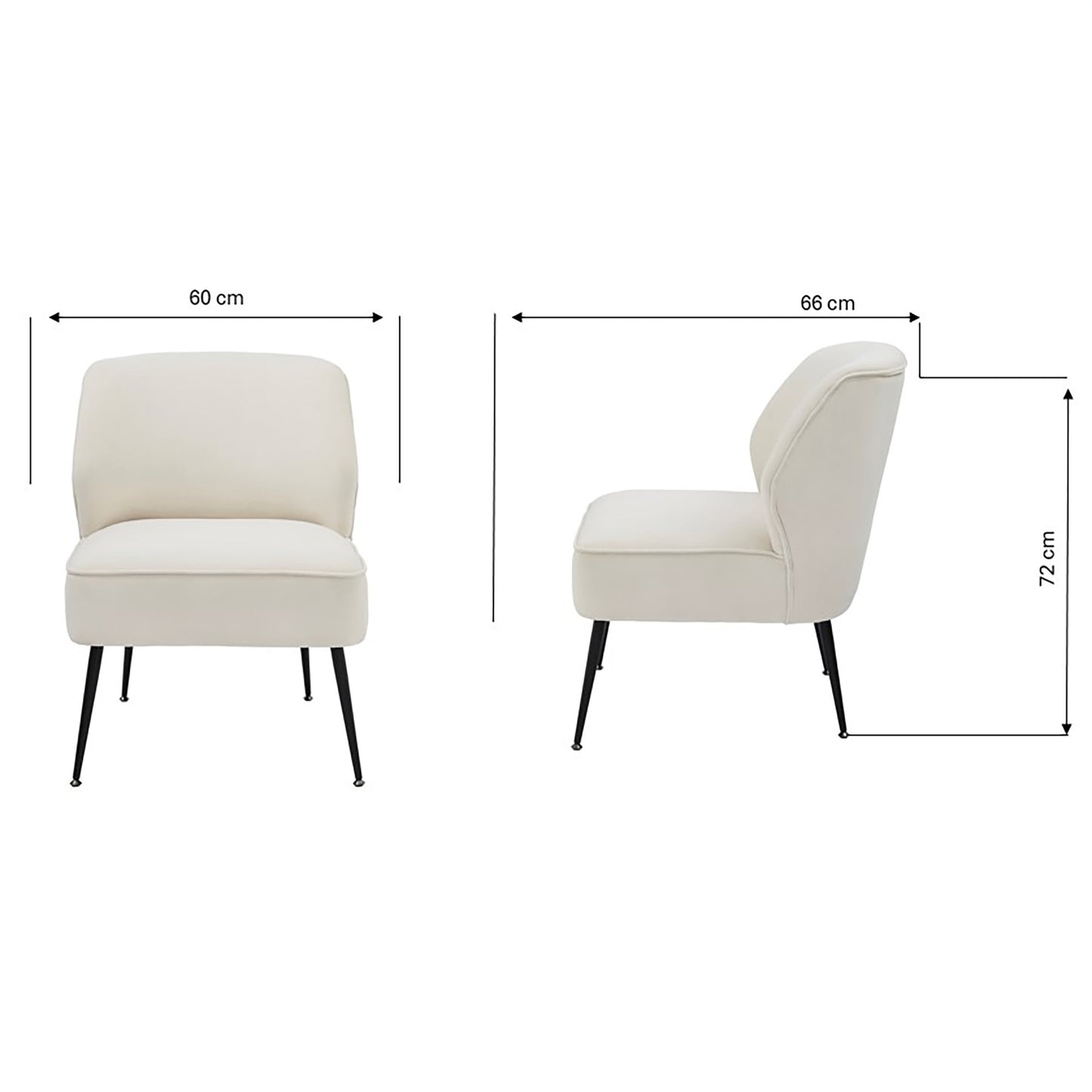 GFW Ava Velvet Accent Chair - Natural Dimensions