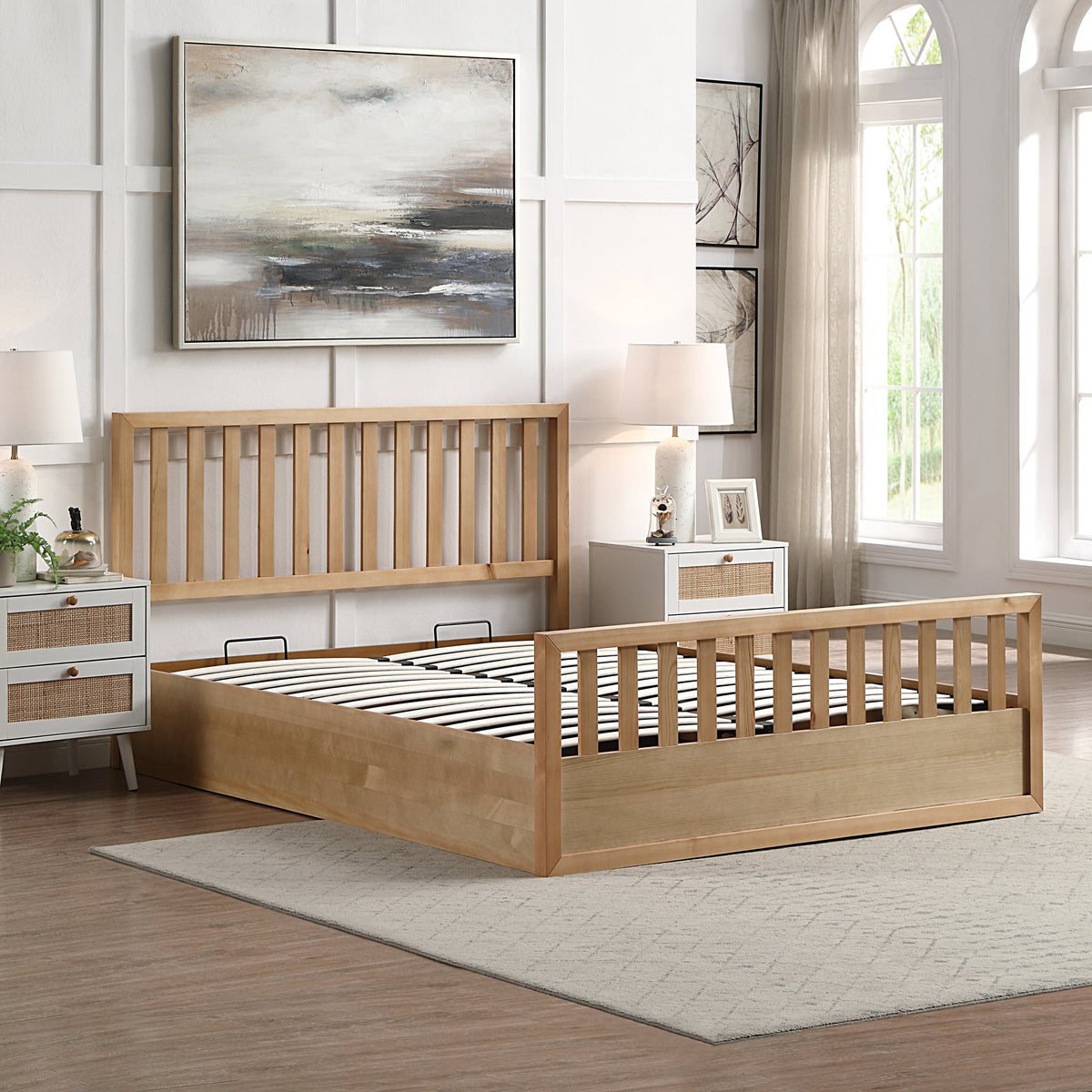 Atlantic Oak Wooden Ottoman Bed Frame 4
