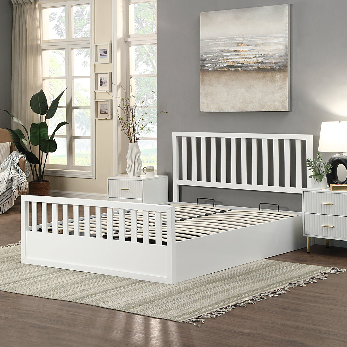 Atlantic White Wooden Ottoman Bed Frame 4