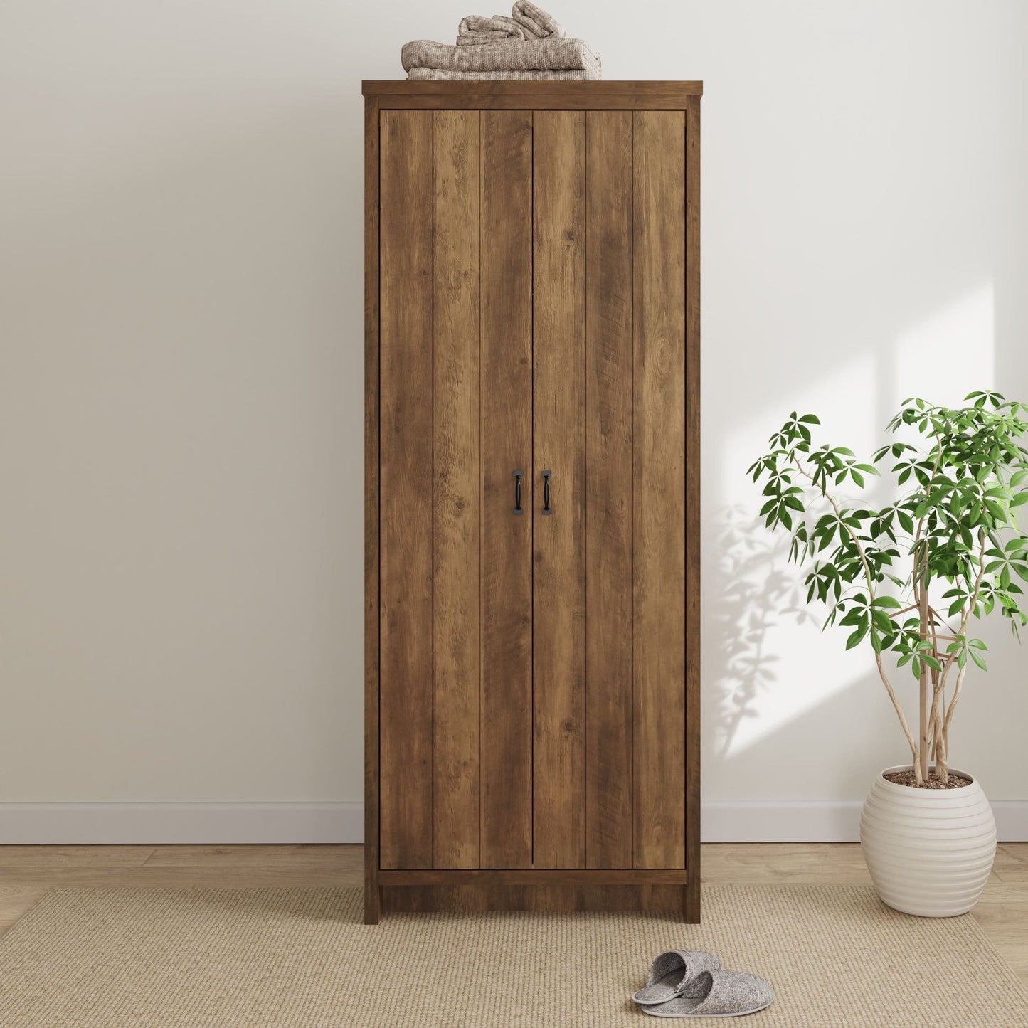 GFW Boston 2 Door Wardrobe - Knotty Oak