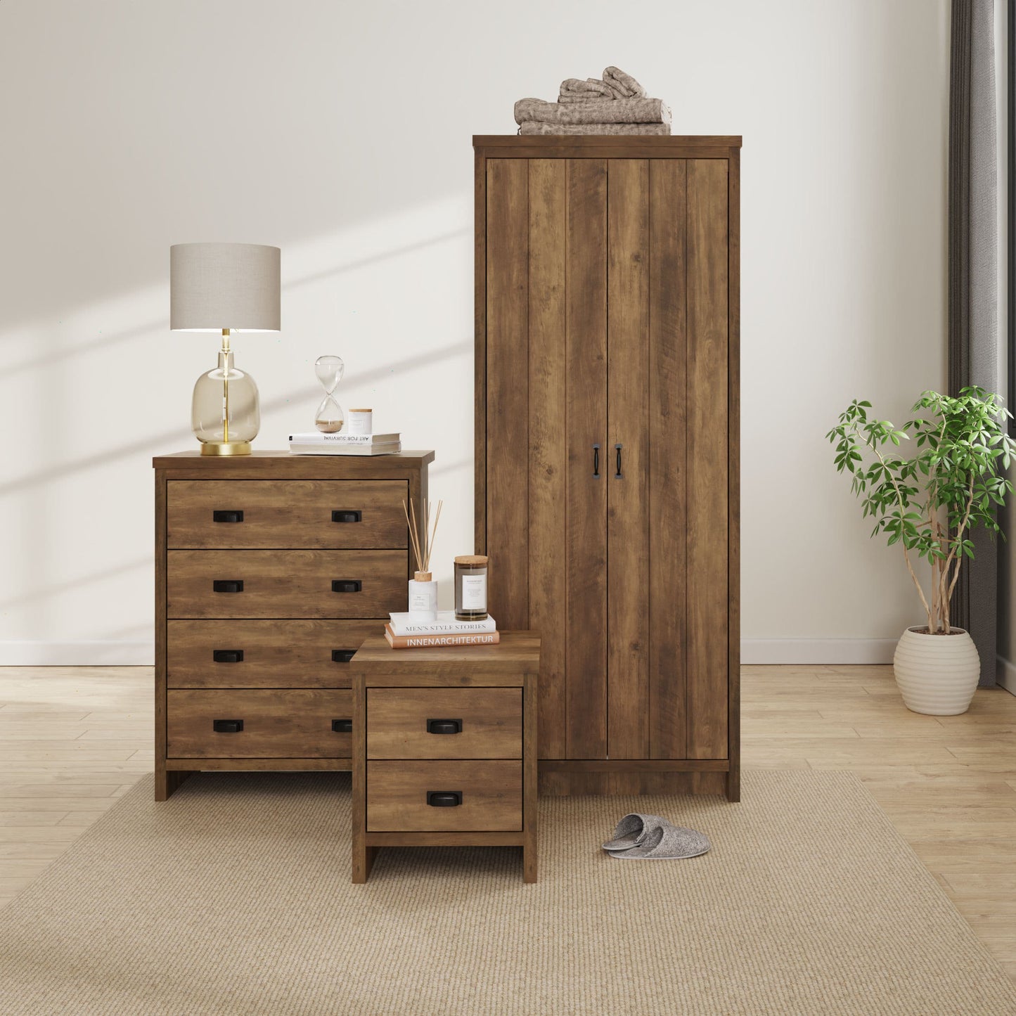 GFW Boston 3 Piece Bedroom Set - Knotty Oak