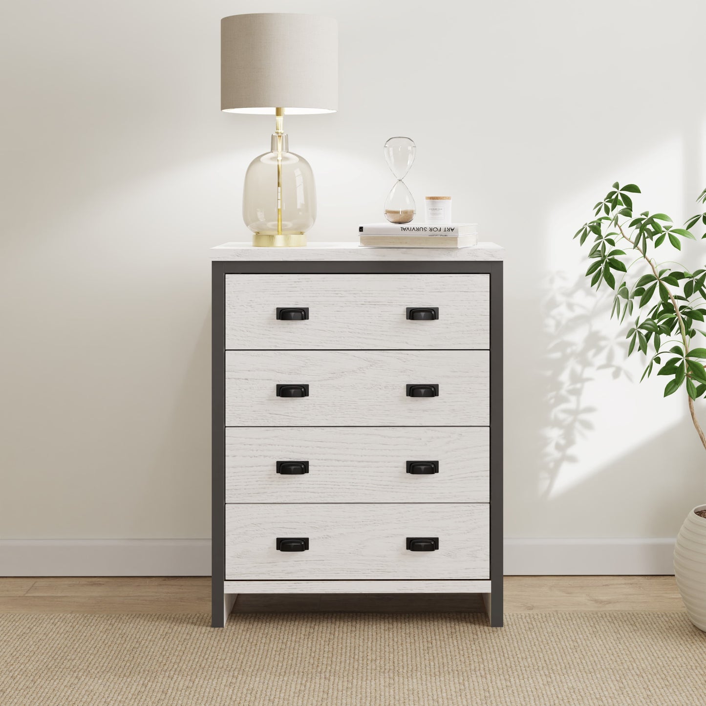 GFW Boston 4 Drawer Chest of Drawers - White