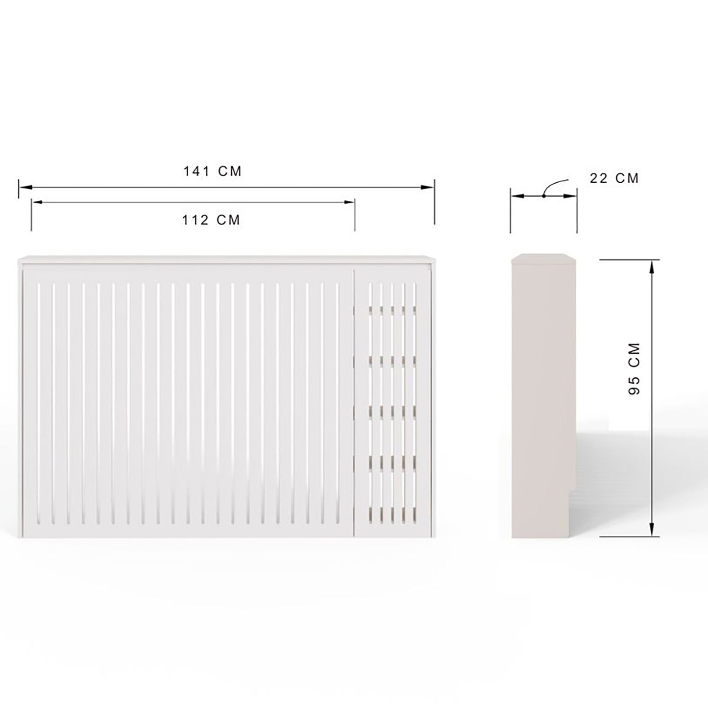 GFW Cooper Storage Radiator Cover - Stone Dimensions