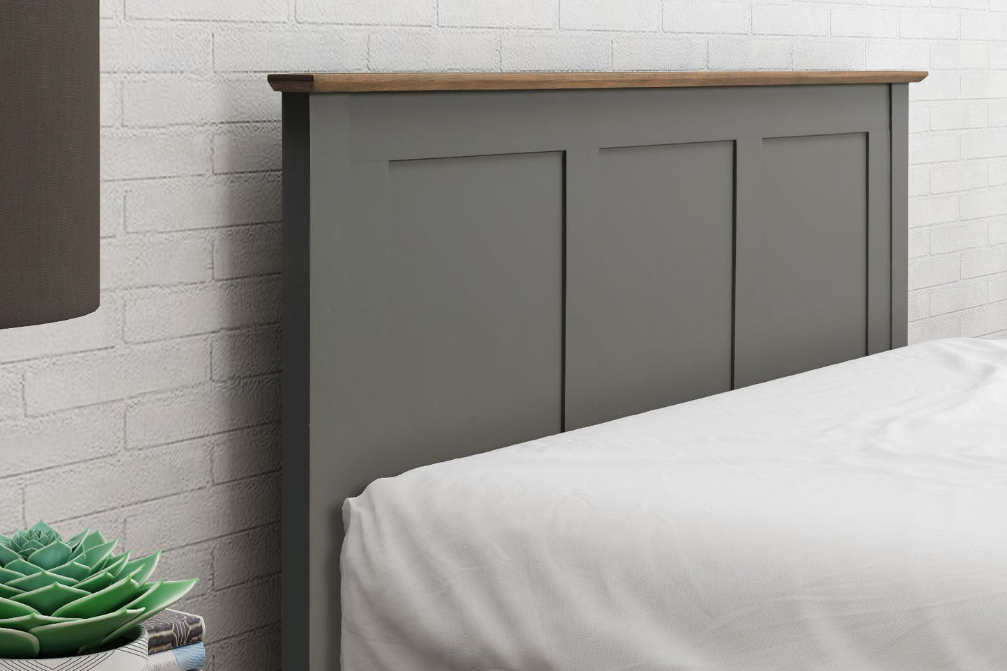Conway Wooden Bed Frame - Grey Headboard