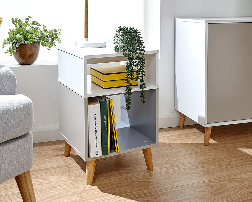 GFW Delta White & Grey Lamp Table