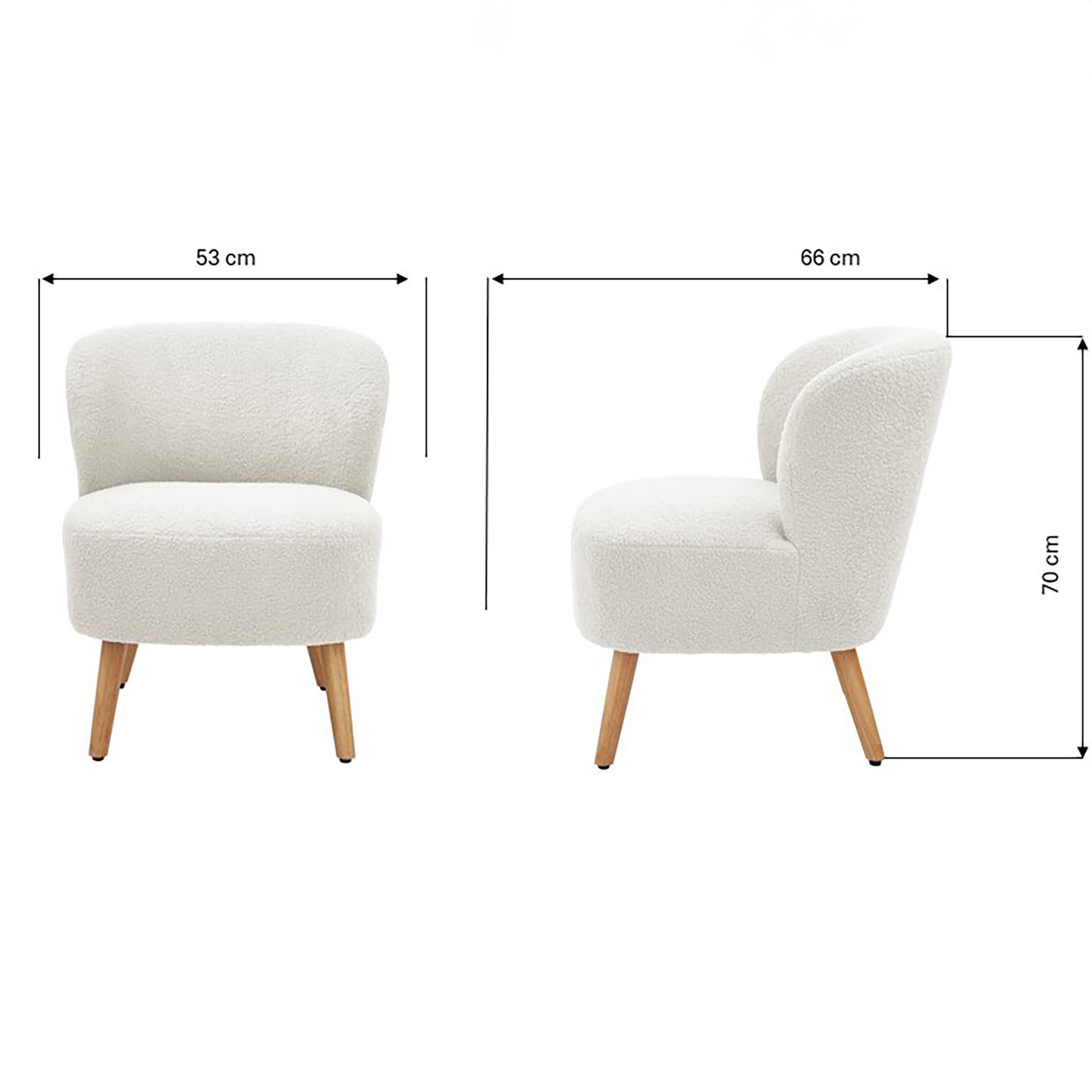 GFW Evie Boucle Teddy Accent Chair - Cream Dimensions