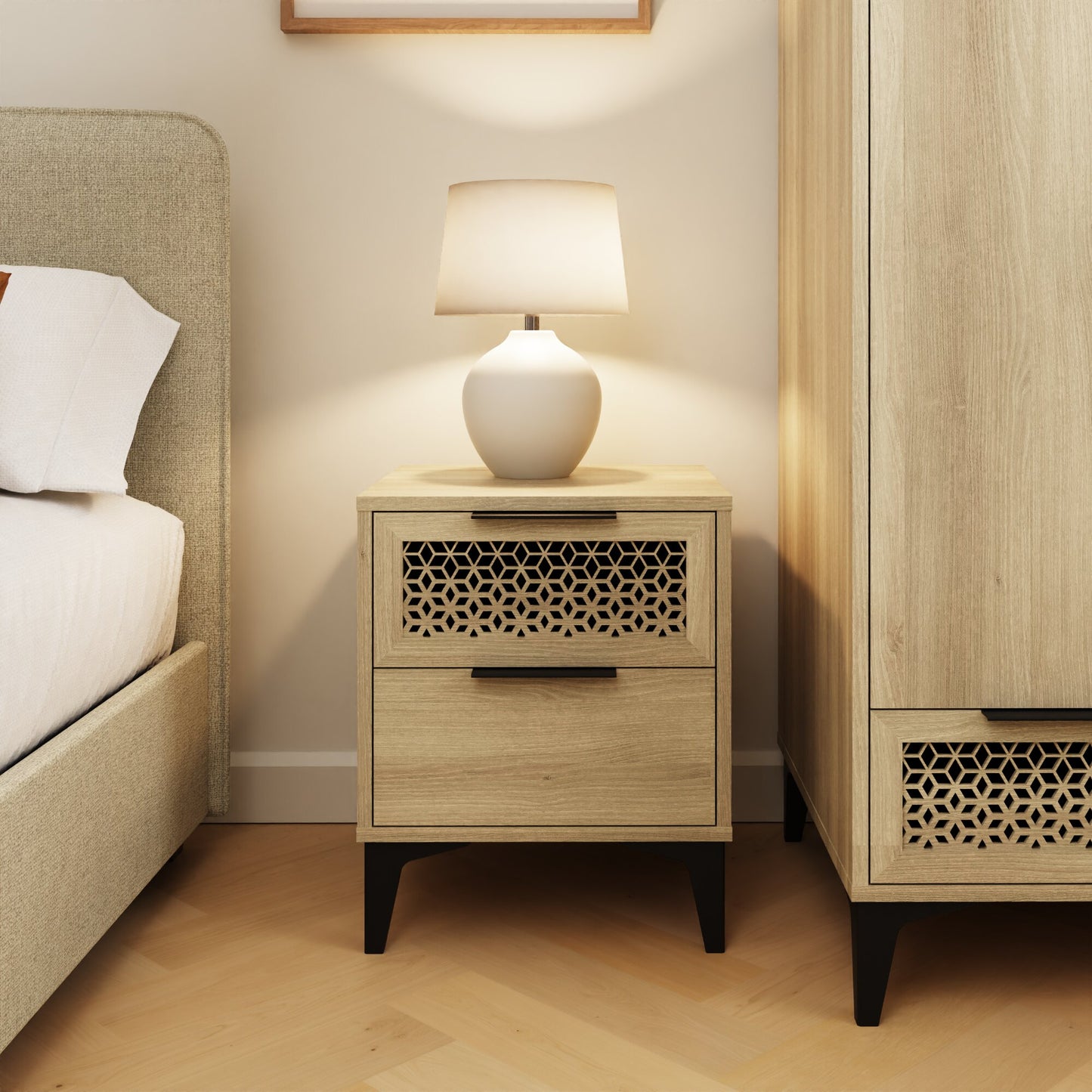 GFW Ezra 2 Drawer Bedside Table