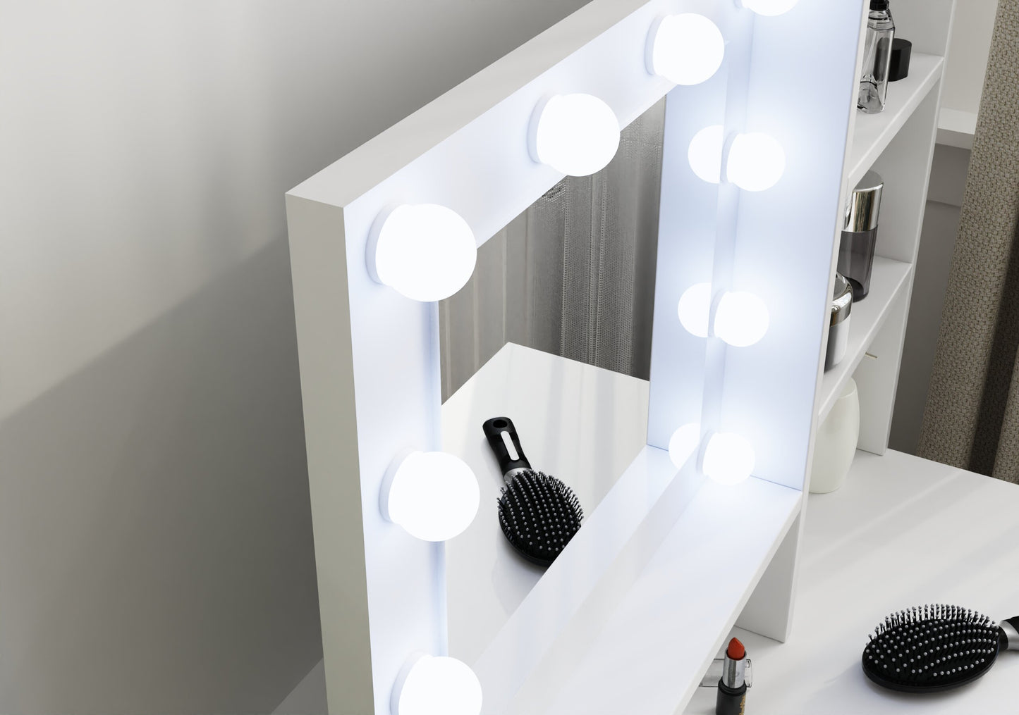 GFW Eva White 2 Drawer Dressing Table Set With LED Lighting 3