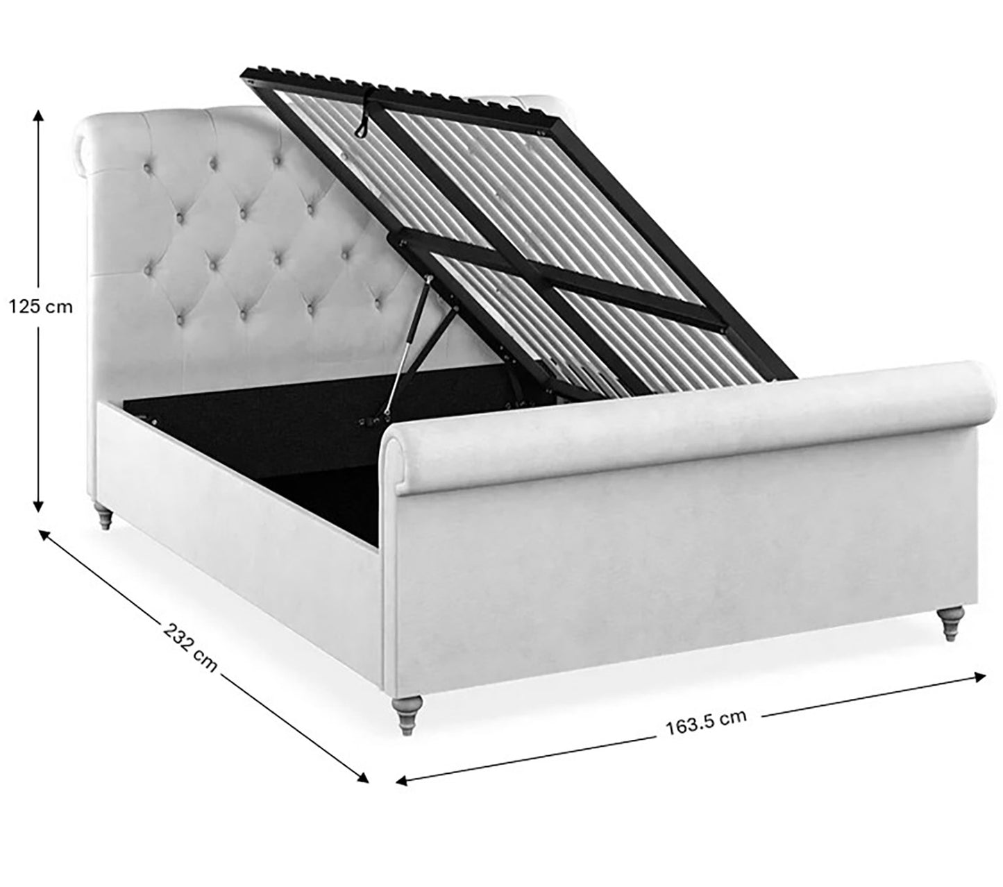 Frankie Side Lift Fabric Ottoman Bed Frame - Kingsize
Dimensions