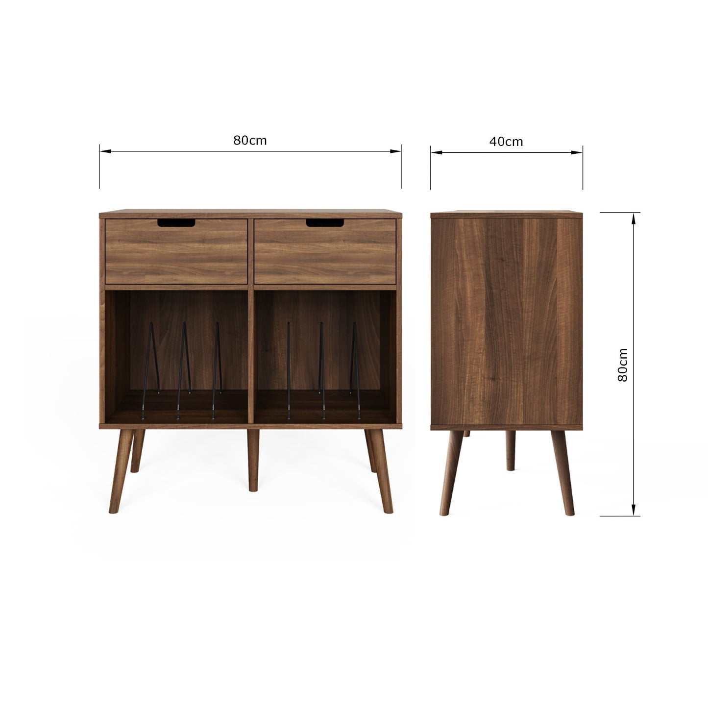 GFW Jaxon 2 Drawer Vinyl Turntable Stand Dimensions