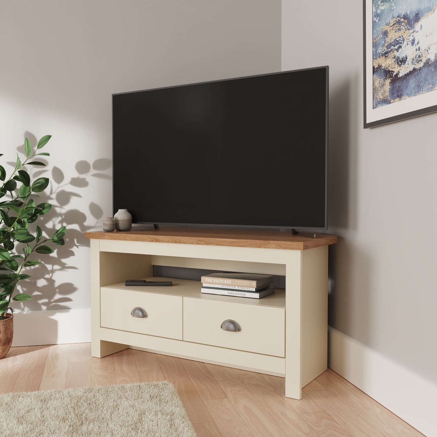 GFW Lancaster Corner TV Unit - Cream