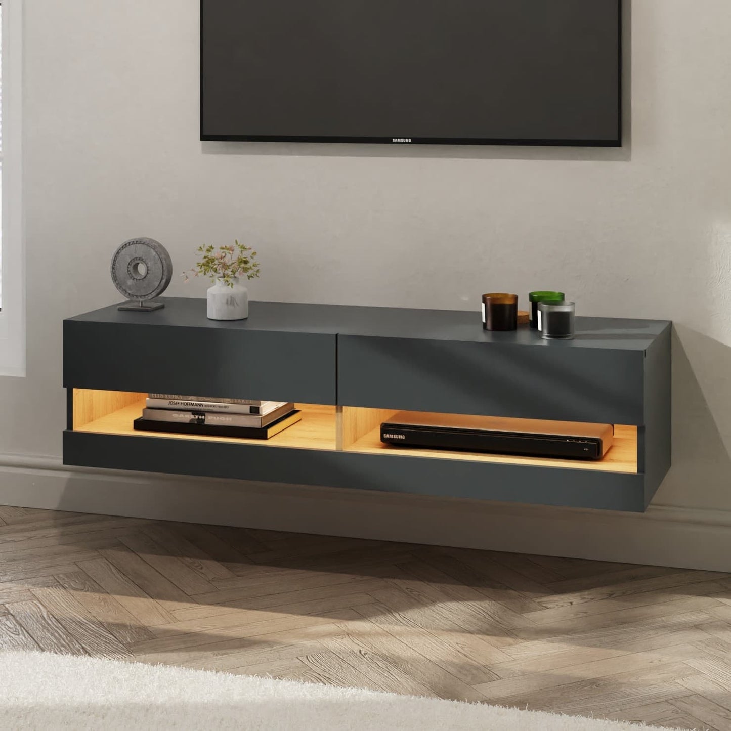 GFW Leon Wall TV Unit with LED - Anthracite