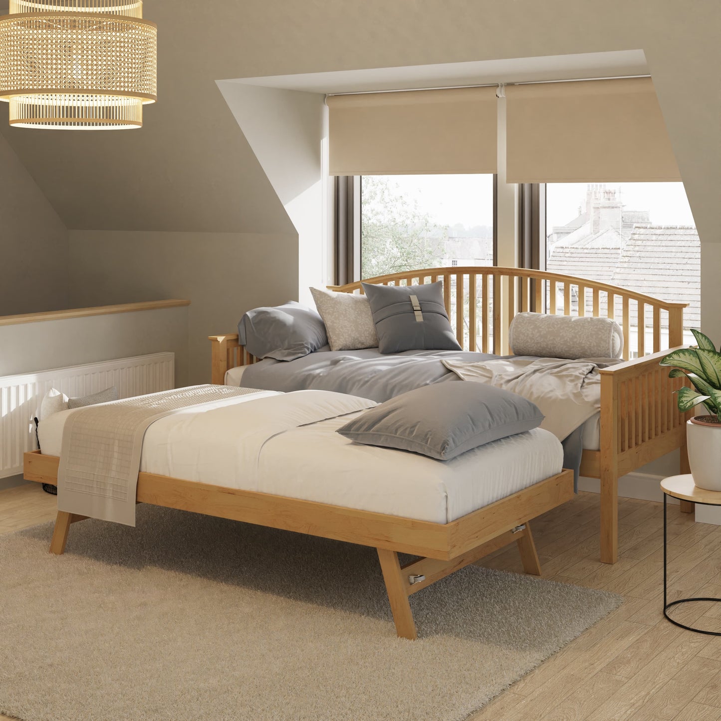 GFW Madrid Wooden Day Bed & Trundle Set - Oak 3