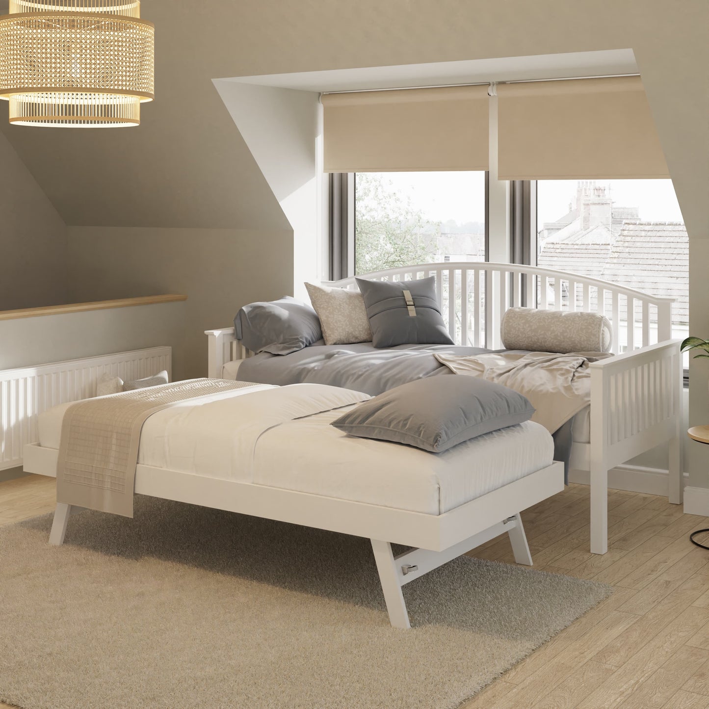 GFW Madrid Wooden Day Bed & Trundle Set - White