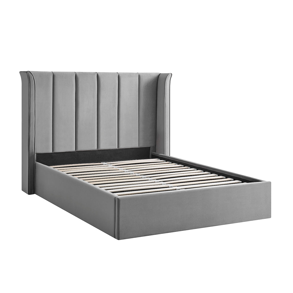 Limelight Polaris Silver Velvet Ottoman Bed Frame - without mattress