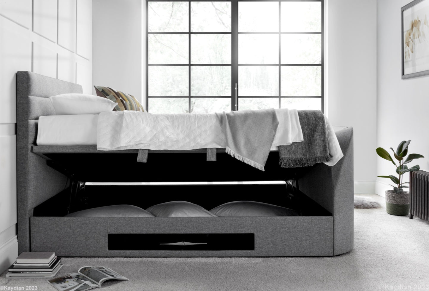 Kaydian Appleton TV Ottoman Bed - Marbella Grey 2