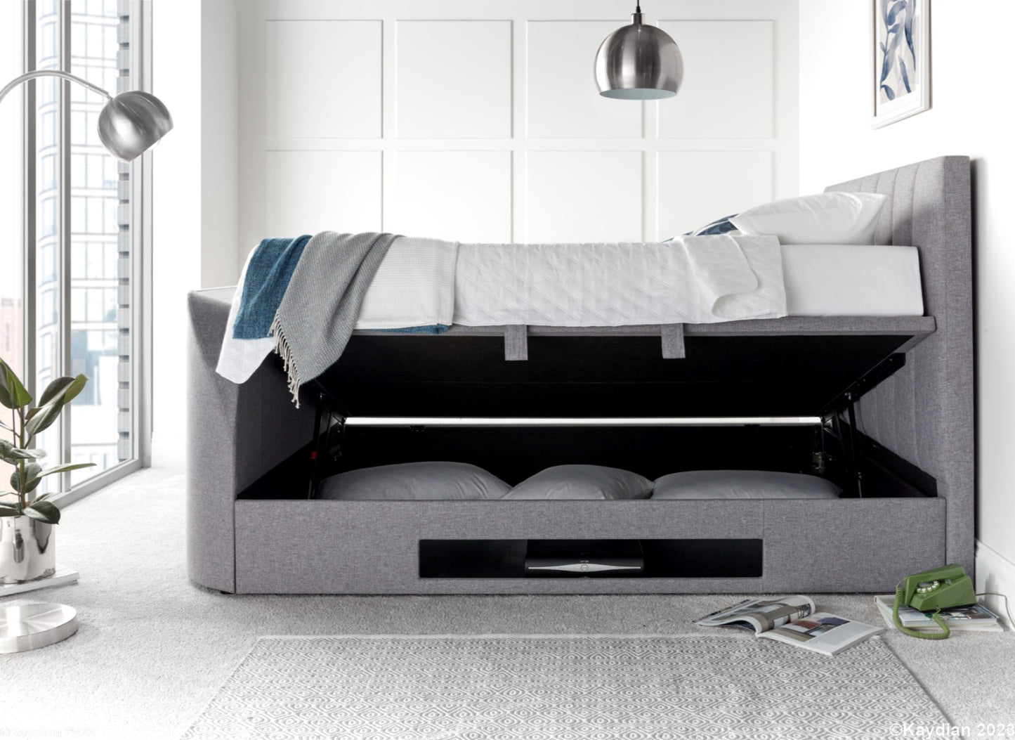 Kaydian Medway TV Ottoman Bed - Marbella Grey 2