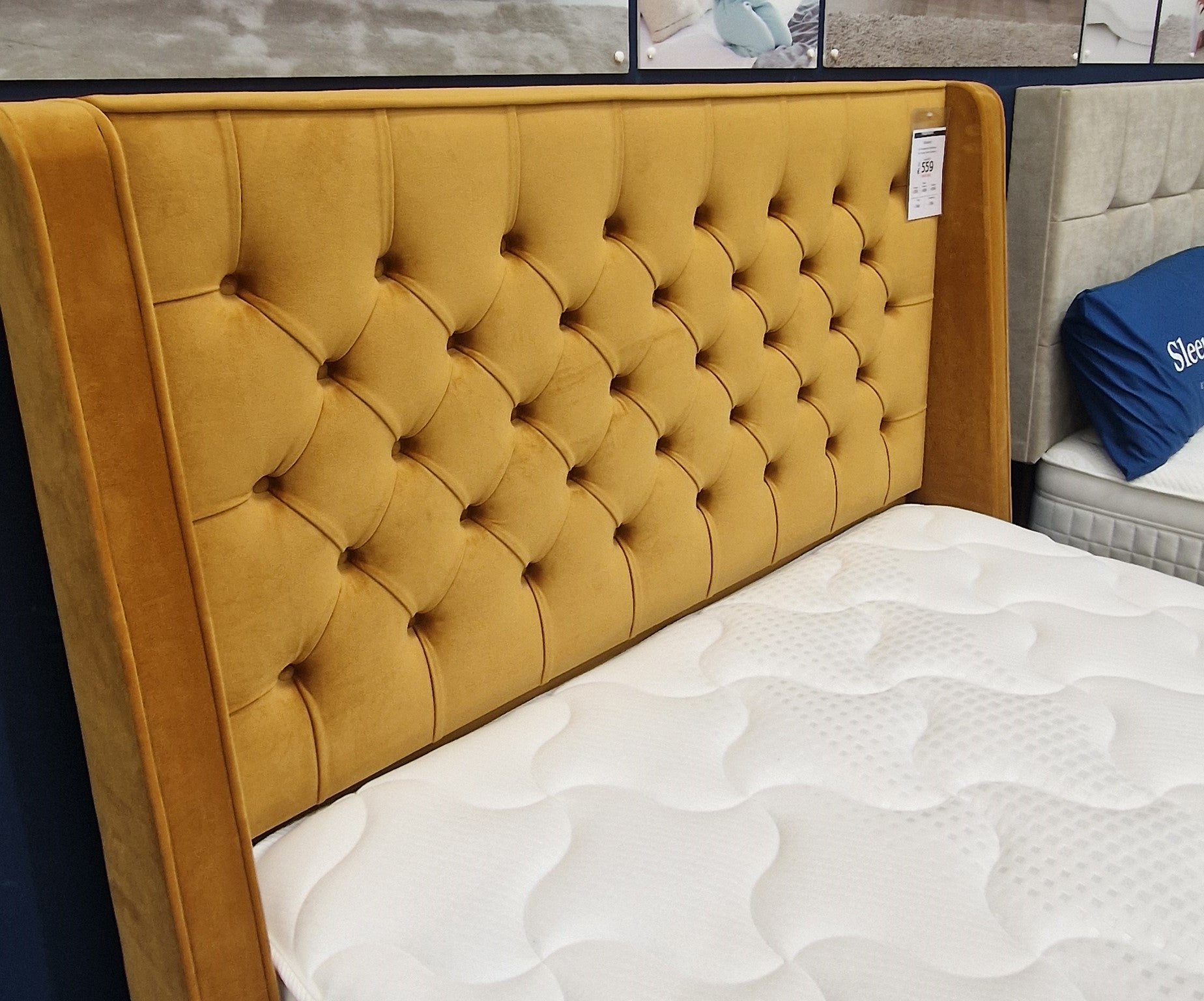 Ex Display - Sleepeezee I-Memory 1800 Mustard Divan Bed & Headboard - Double 2