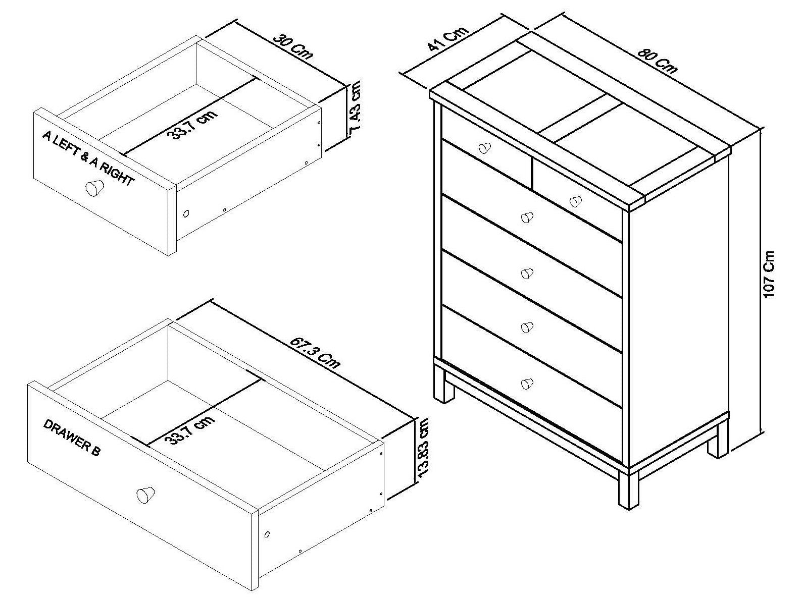 Atlanta Oak 4+2 Drawer Chest Dimensions