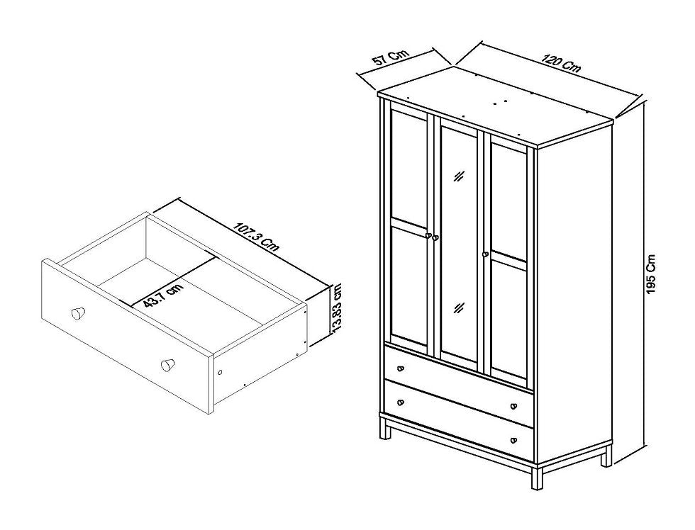 Atlanta Oak Triple Wardrobe Dimensions