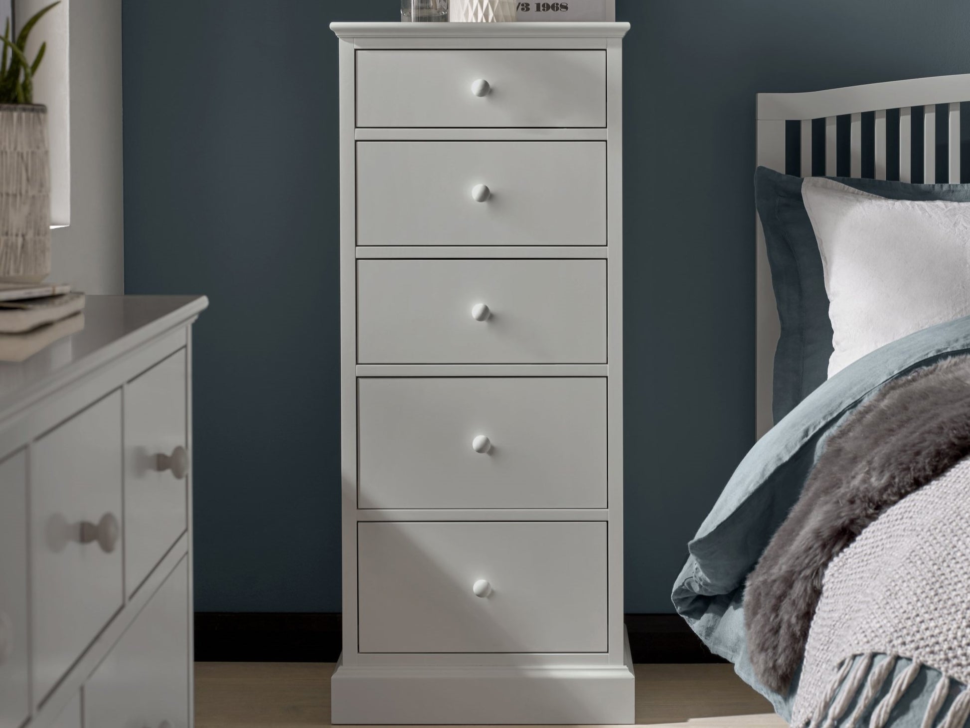 Ashby Soft Grey 5 Drawer Tall Chest