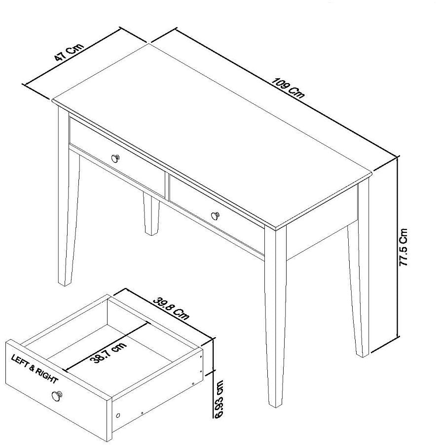 Ashby Soft Grey Dressing Table Dimensions