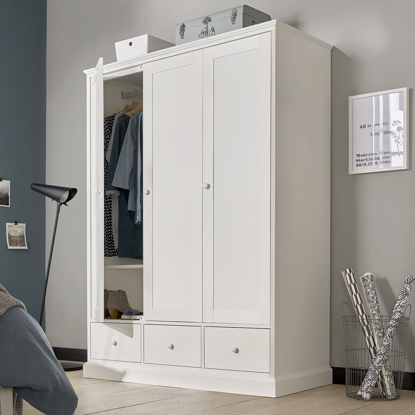 Ashby White Triple Wardrobe