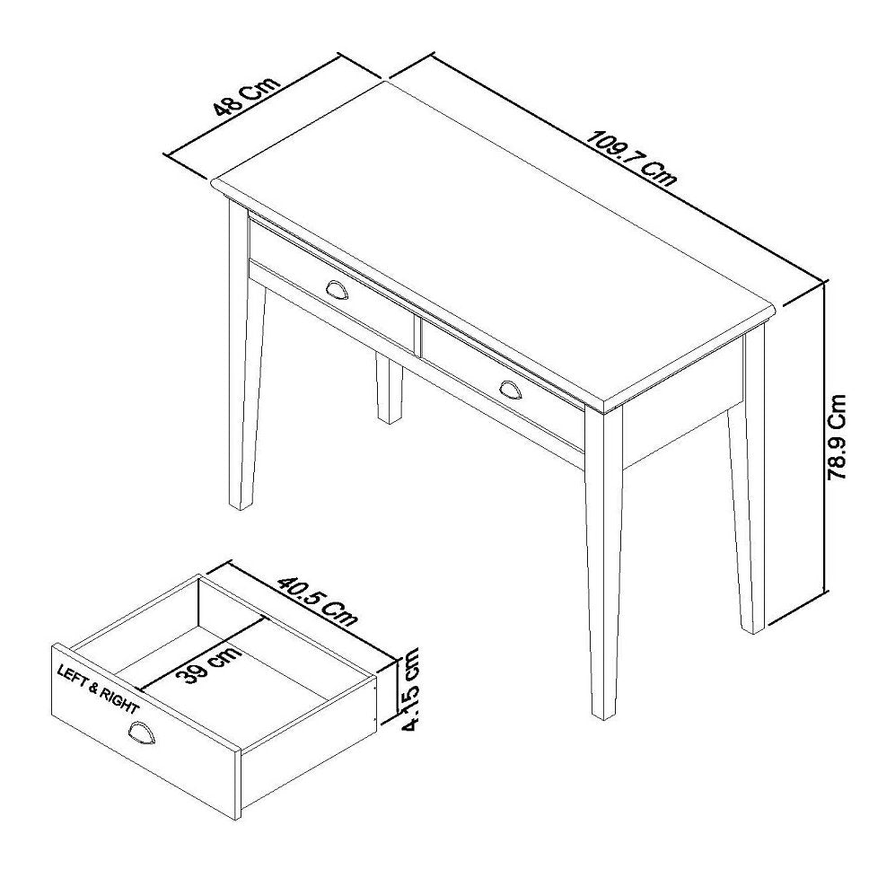 Hampstead Soft Grey & Pale Oak Dressing Table Dimensions