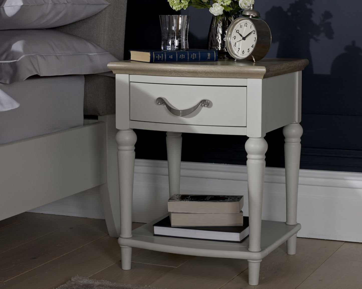 Montreux Grey Washed Oak & Soft Grey 1 Drawer Nightstand