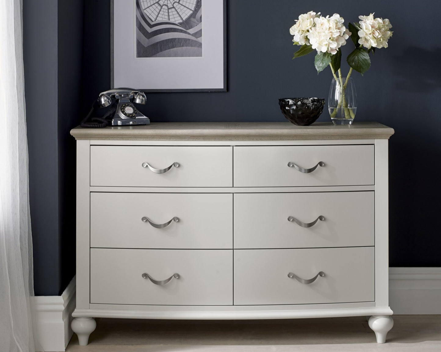 Montreux Grey Washed Oak & Soft Grey 6 Drawer Wide Chest