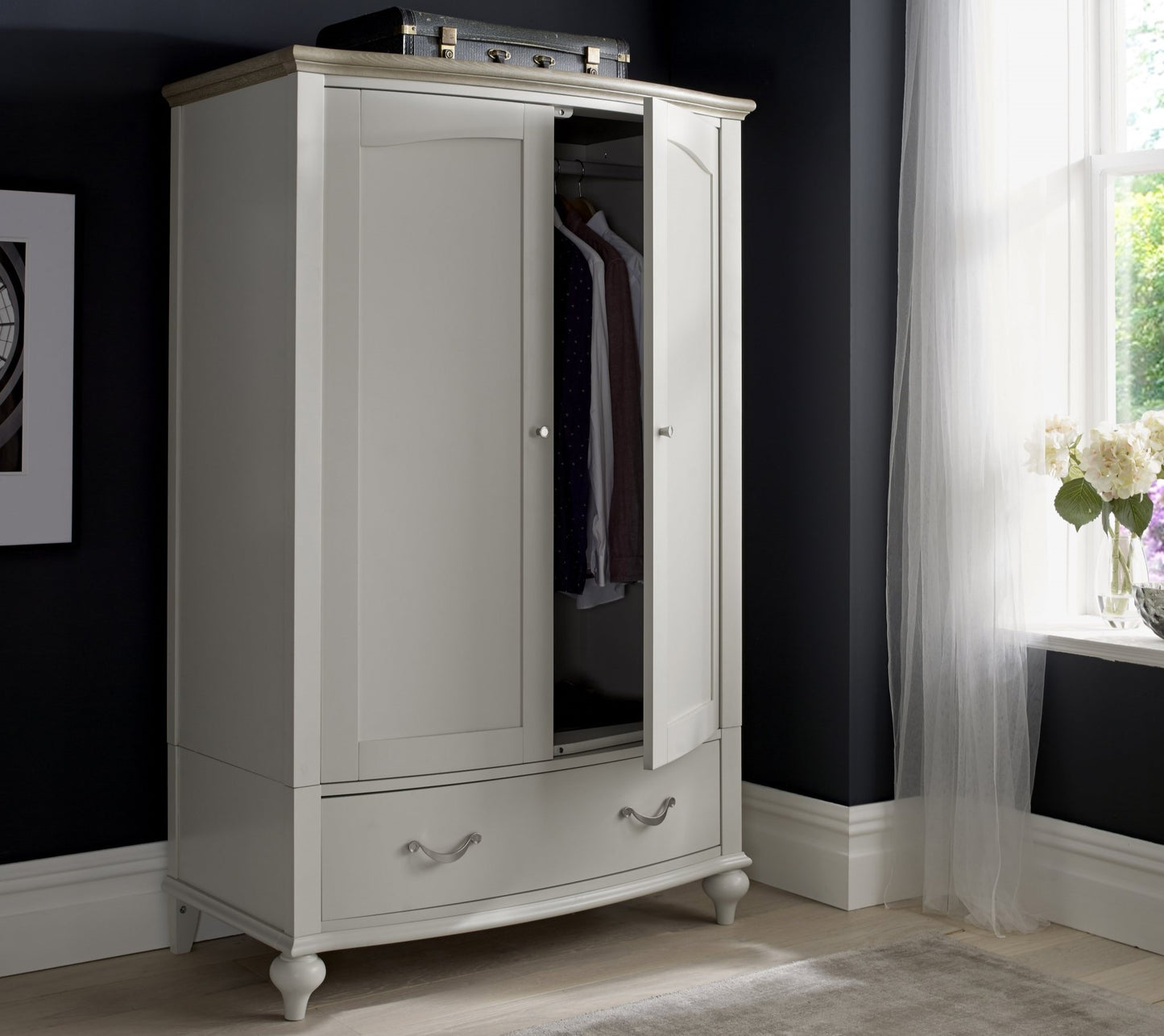 Montreux Grey Washed Oak & Soft Grey Double Wardrobe