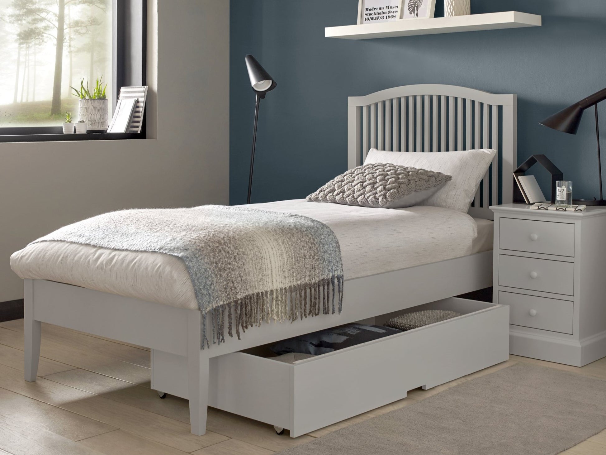 Ashby Soft Grey Slatted Bedstead Single