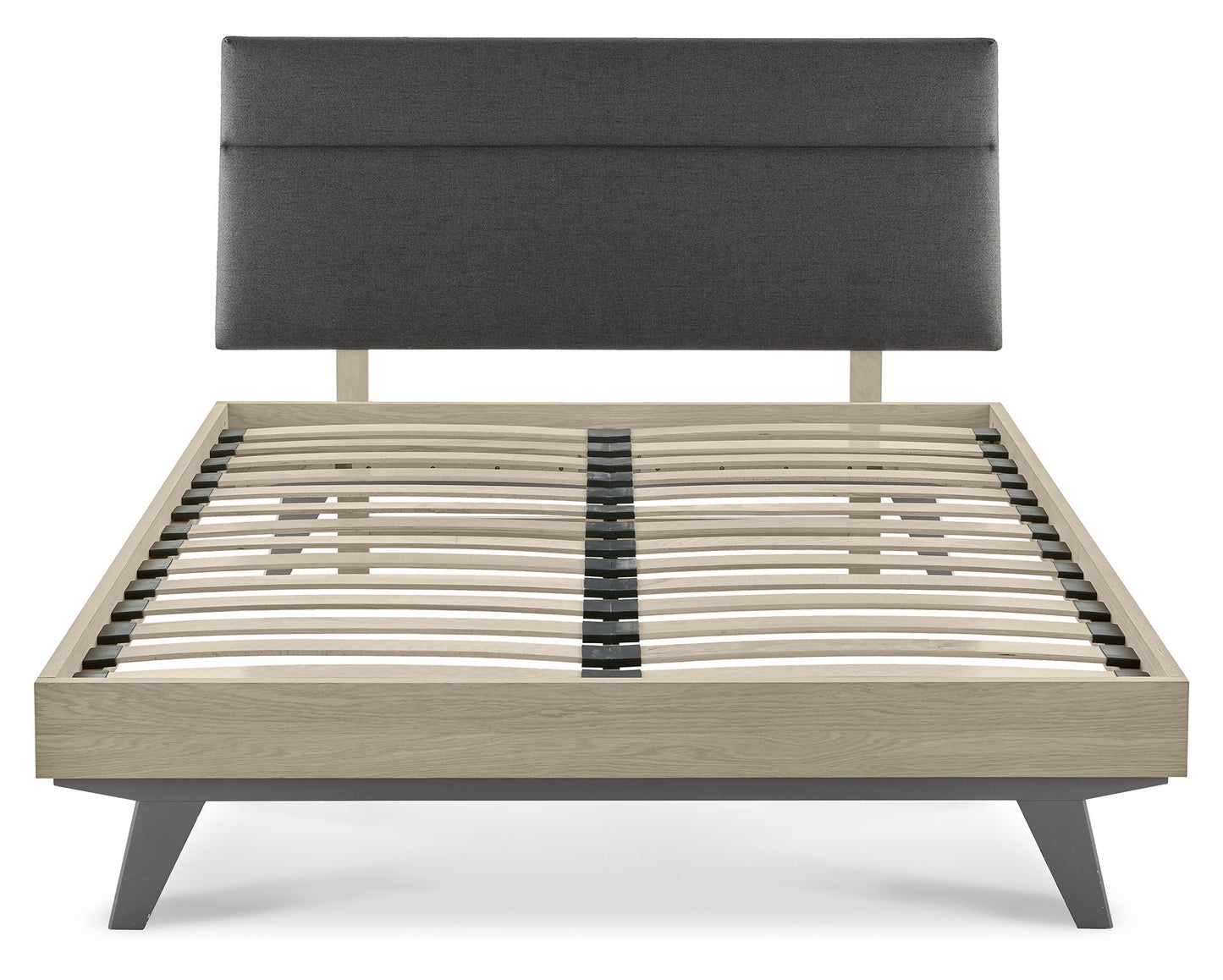 Brunel Scandi Oak & Dark Grey Uph Bedstead Double No Mattress