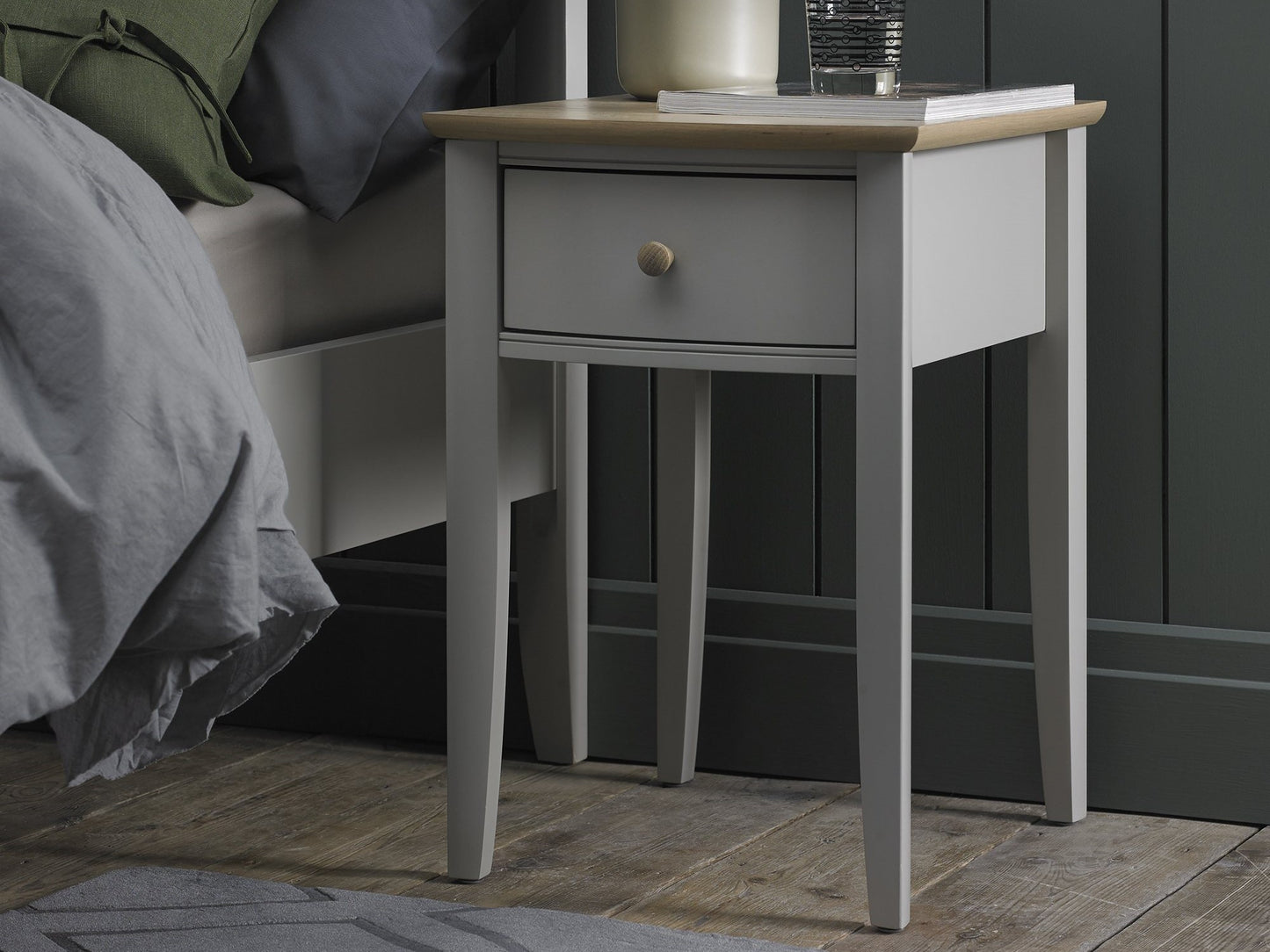 Whitby Scandi Oak & Warm Grey 1 Drawer Nightstand