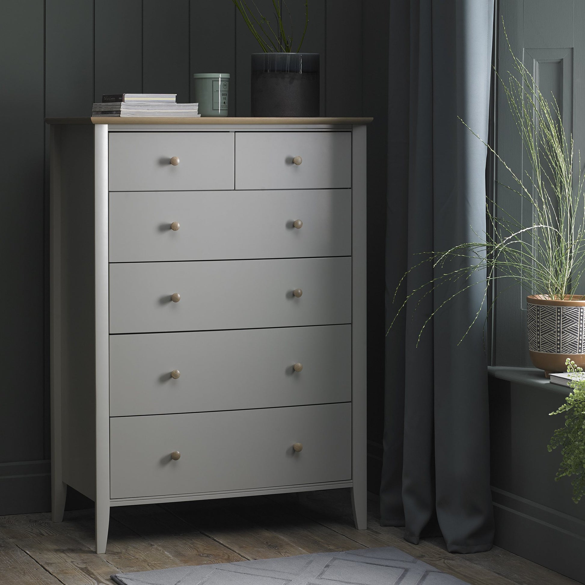 Whitby Scandi Oak & Warm Grey 4+2 Drawer Chest