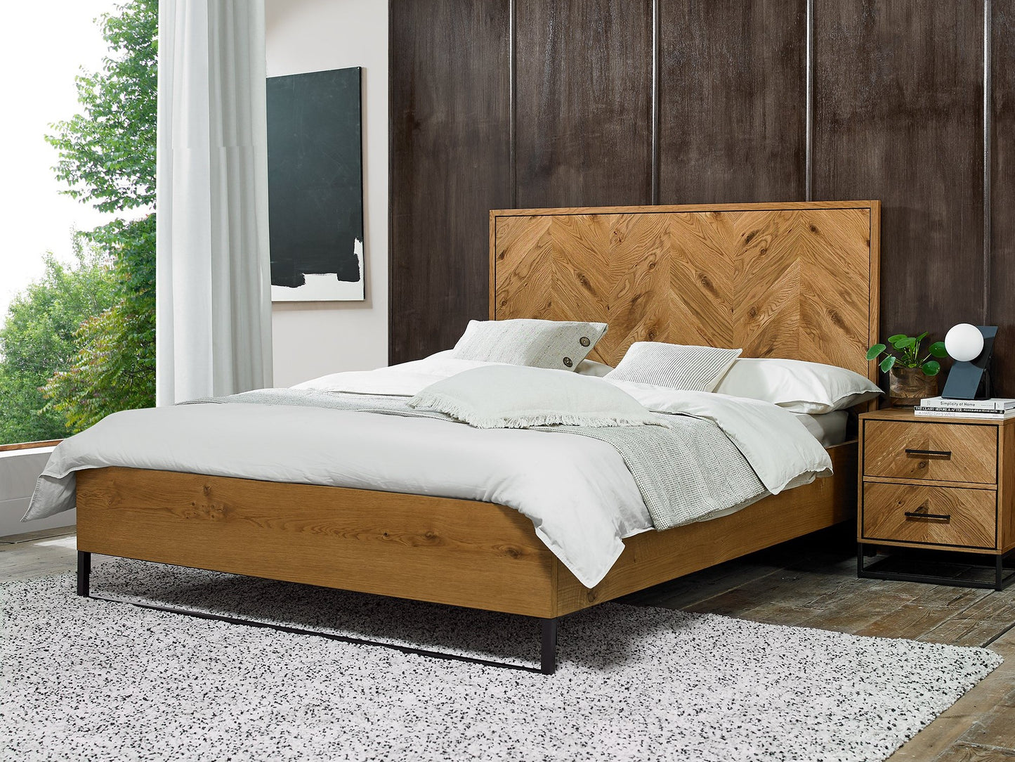 Riva Rustic Oak Panel Bedstead Double 