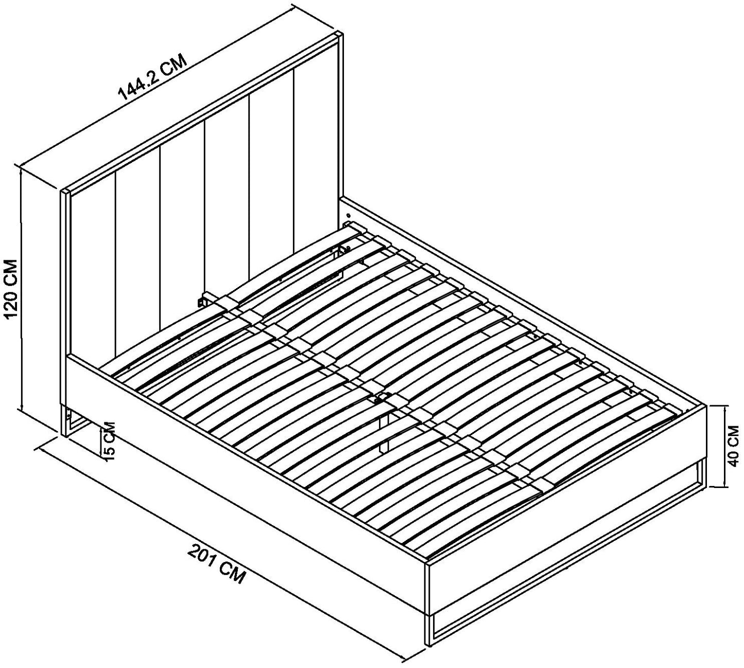 Riva Rustic Oak Panel Bedstead Double  Dimensions