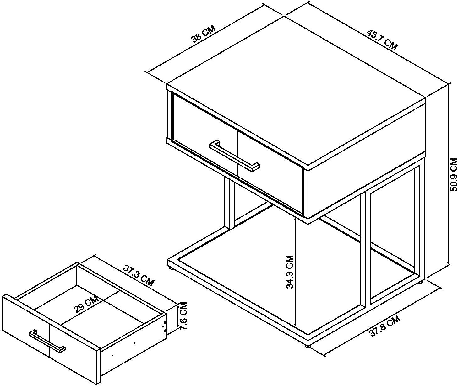 Riva Rustic Oak 1 Drawer Nightstand Dimensions