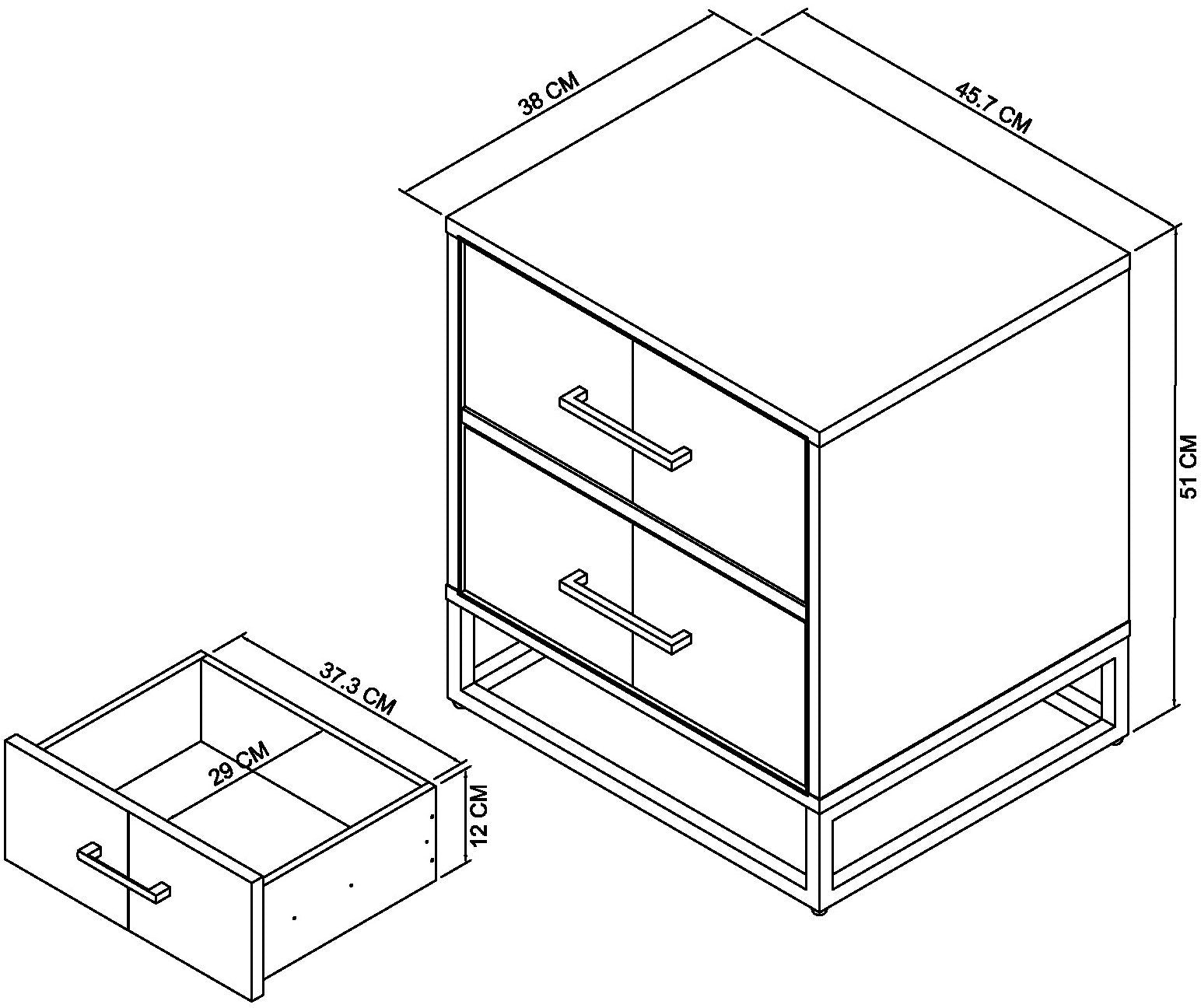 Riva Rustic Oak 2 Drawer Nightstand