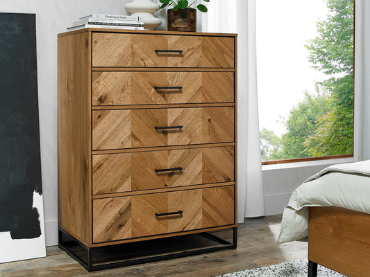 Riva Rustic Oak 5 Drawer Tall Chest