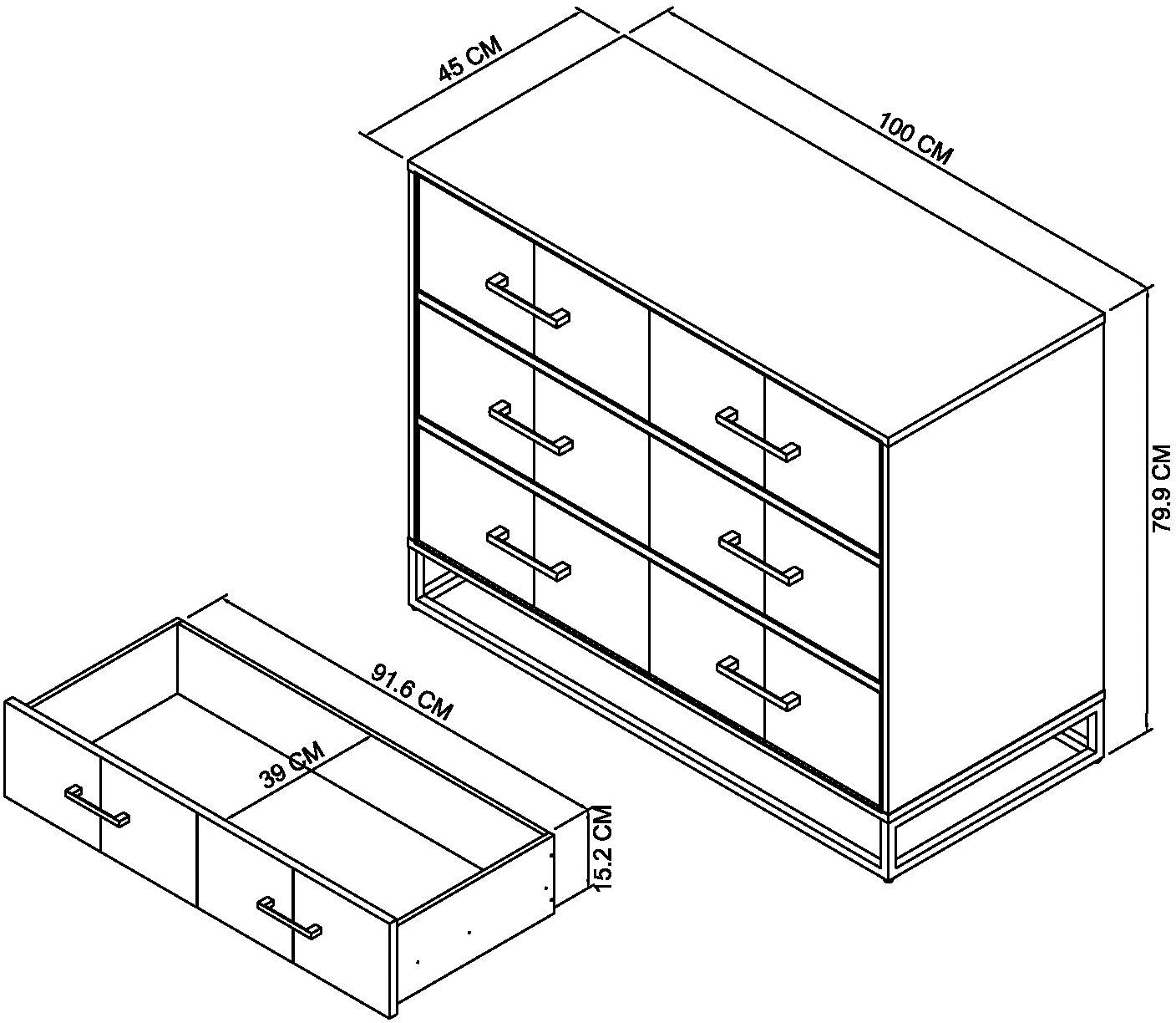 Riva Rustic Oak 3 Drawer Chest Dimensions