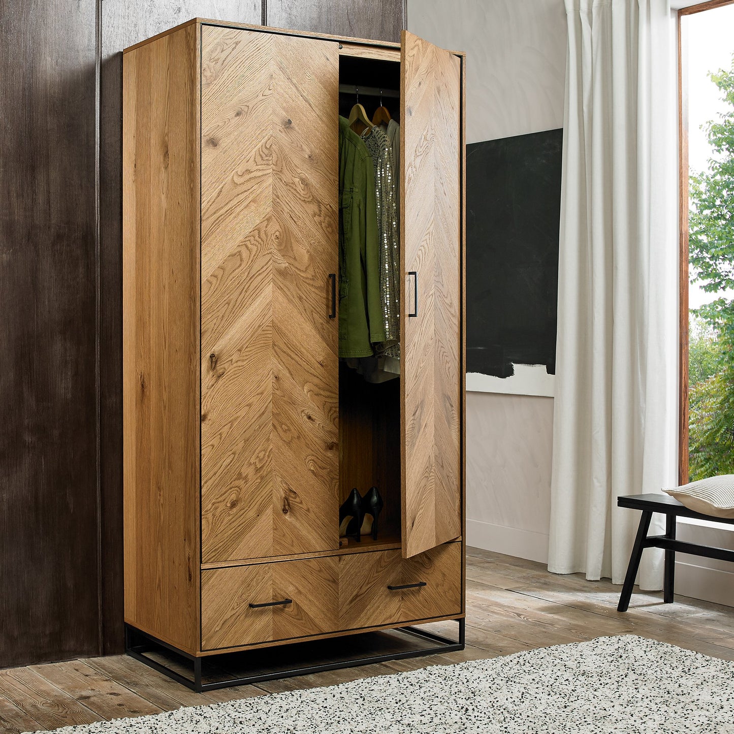 Riva Rustic Oak Double Wardrobe