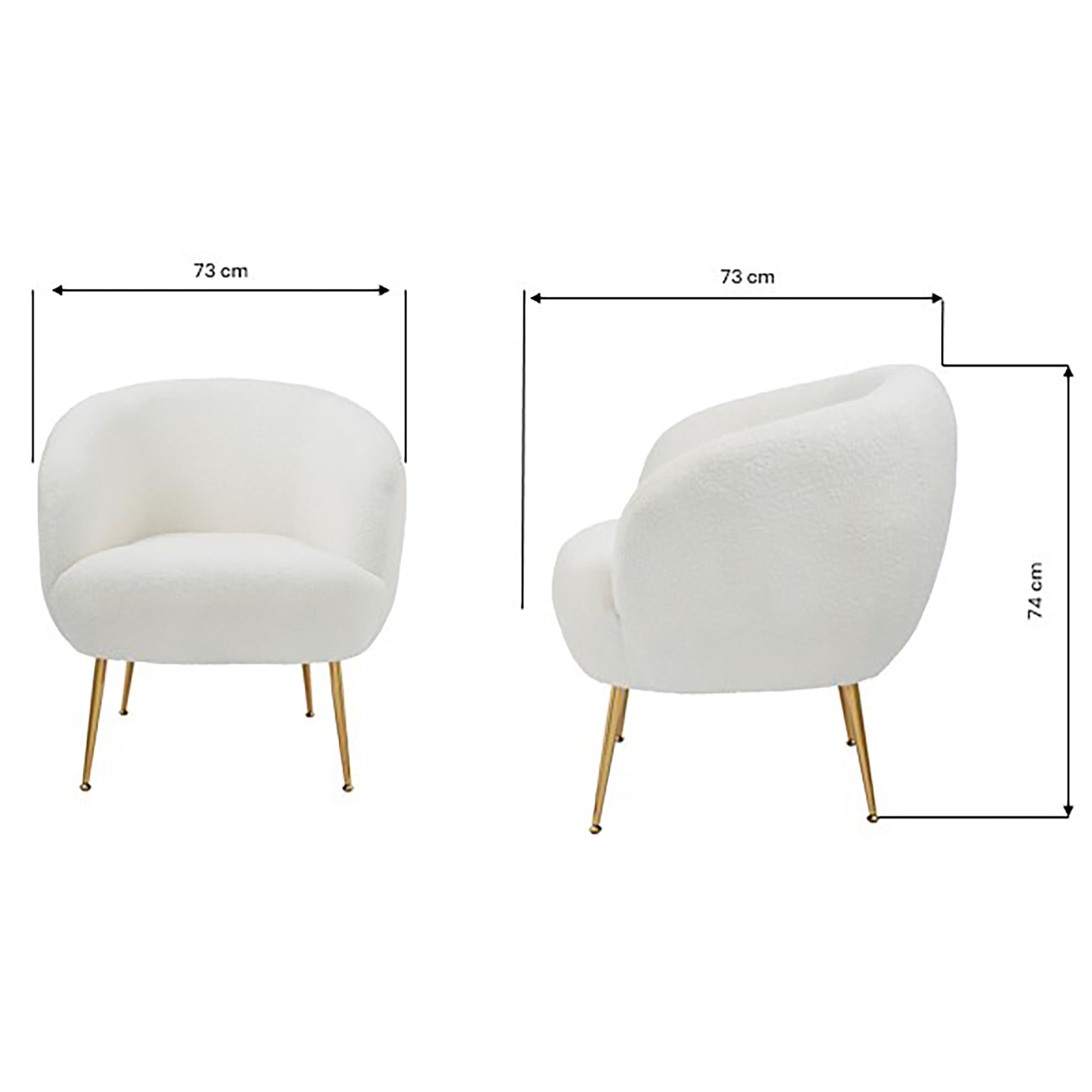 GFW Ada Teddy Accent Chair - Cream Dimensions