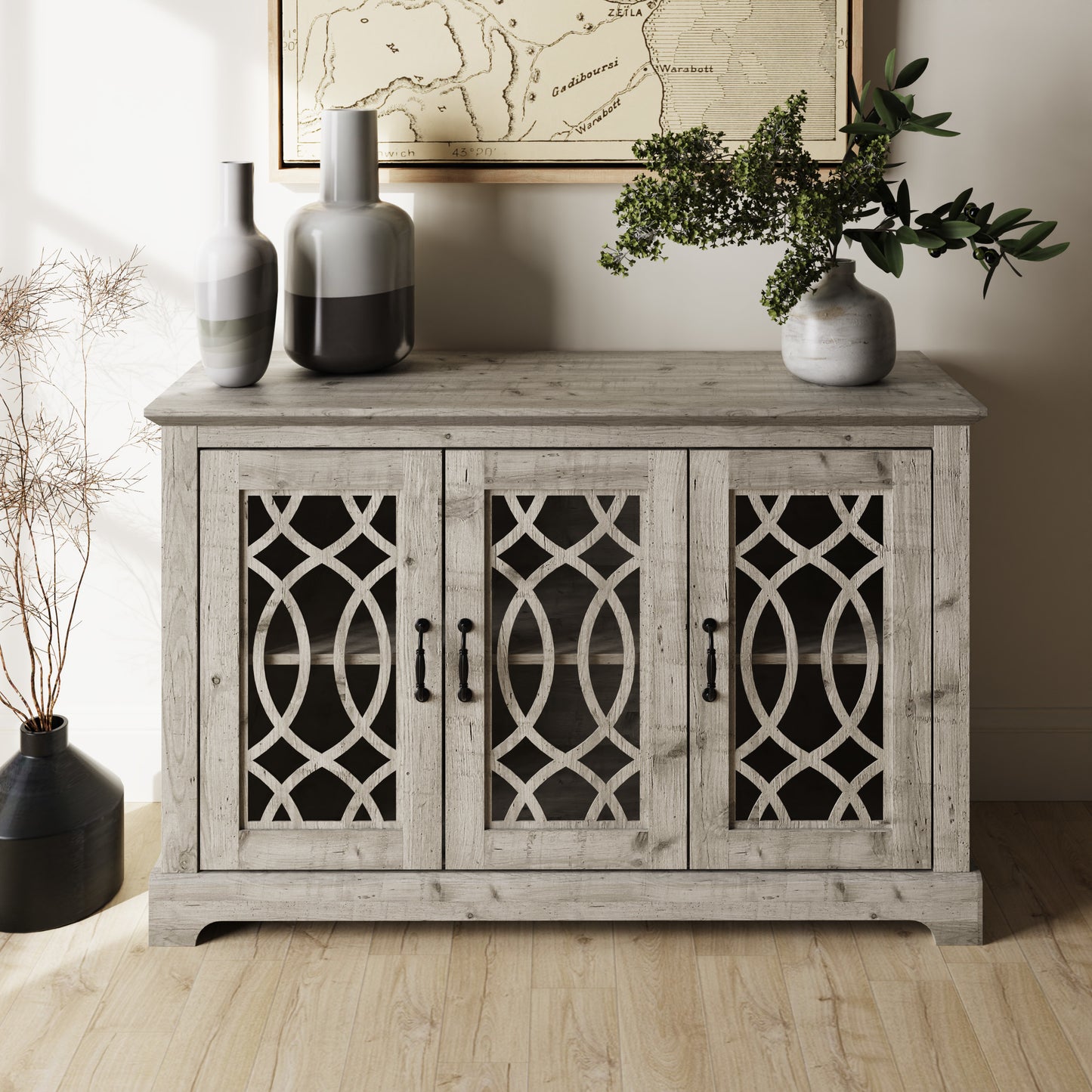 GFW Amelie 3 Door Sideboard - Mexican Grey