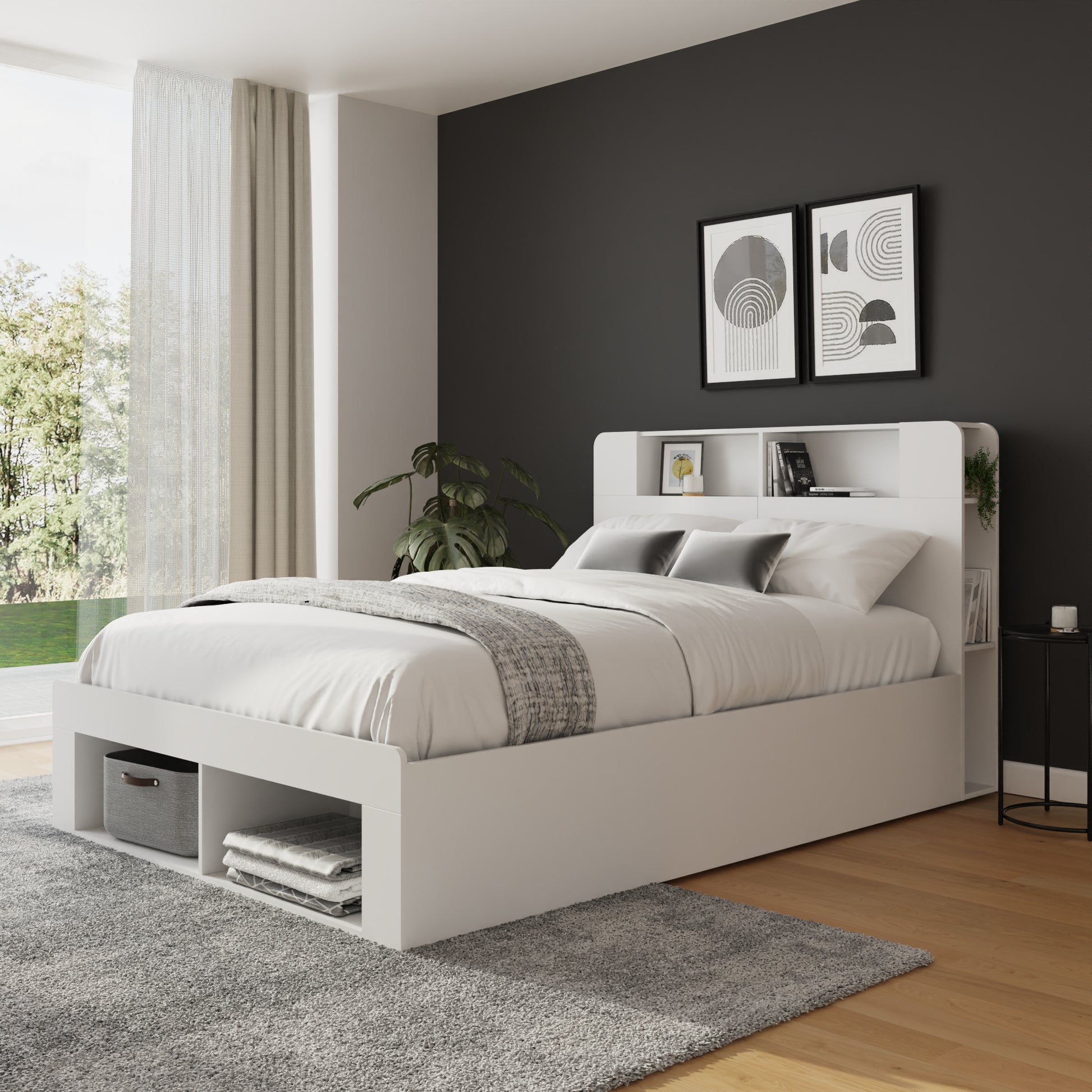 GFW Anya White Storage Ottoman Side Closed