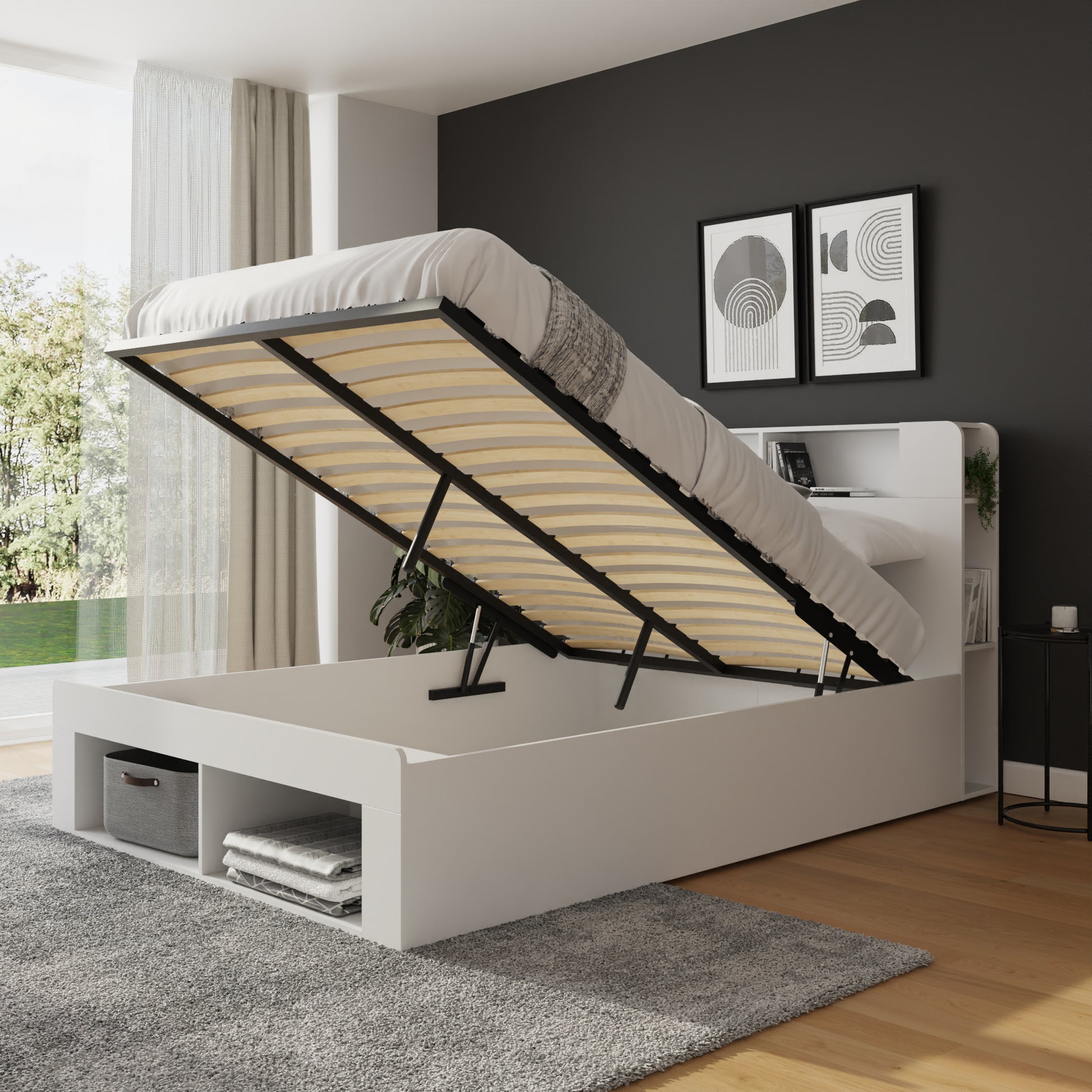 GFW Anya White Storage Ottoman Open