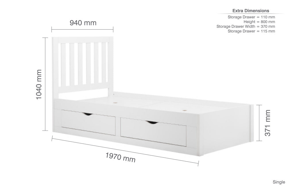 Birlea Appleby White Storage Bed - Single 4