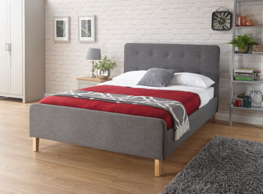 GFW Ashbourne Grey Upholstered Bed - Double