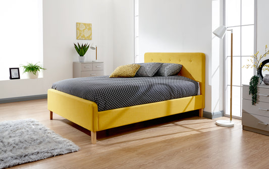 GFW Ashbourne Mustard Upholstered Bed - Double